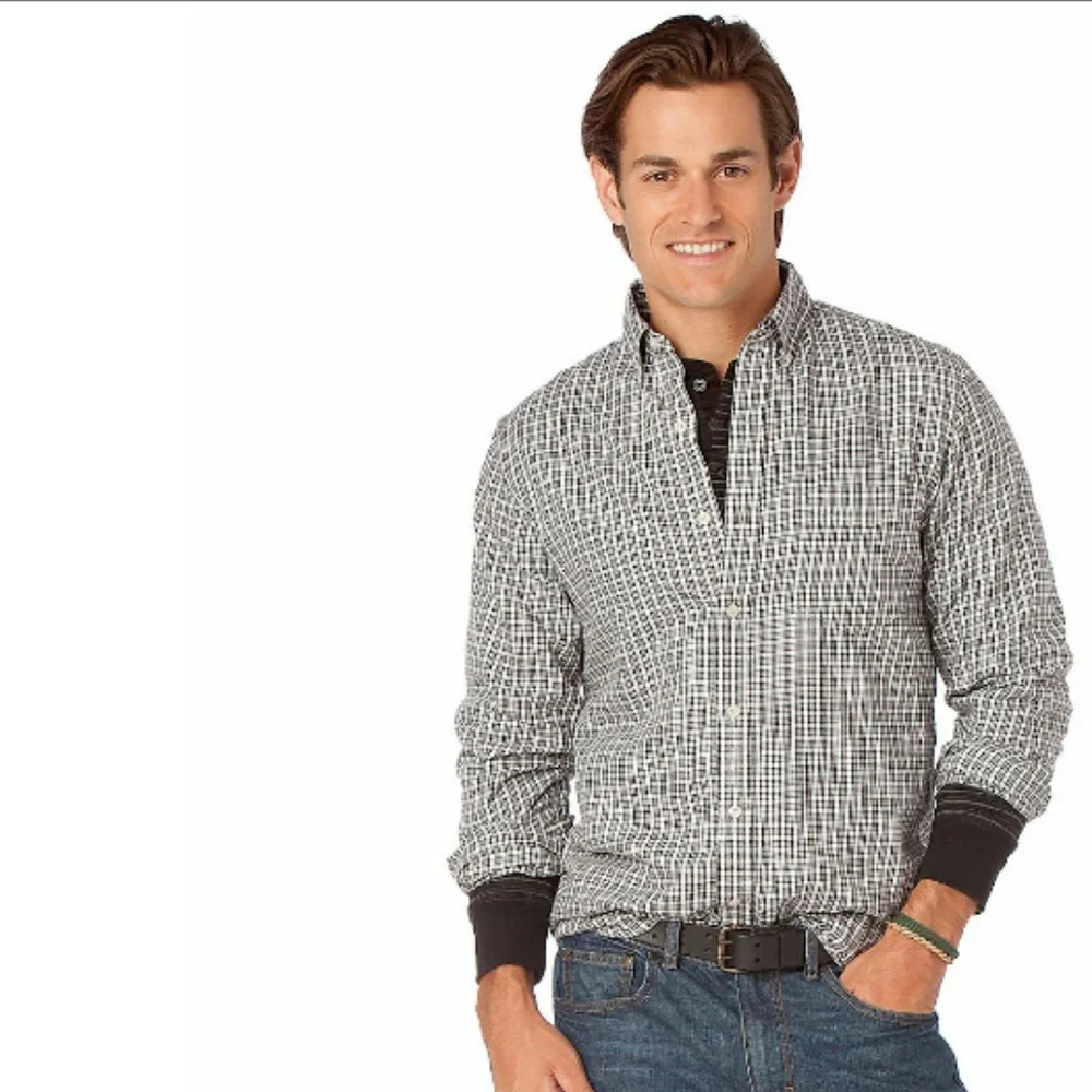 NWT Classic Fit Checked Twill Casual Button down shirt Red Lodge storm grey - Picture 2 of 11